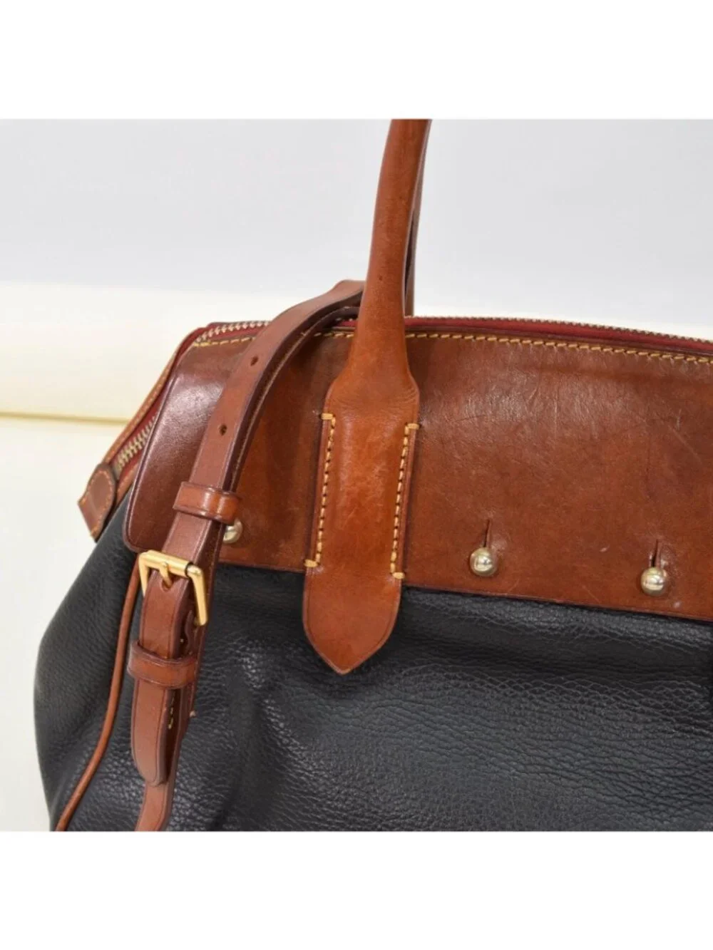 ❌SOLD❌Dooney & Bourke Vintage 90s Black Two-Tone Leather Bag - Picture 11 of 16